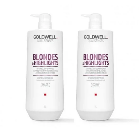 Goldwell Dualsenses Blondes and Highlights 1 Litre Shampoo and Conditioner Bundle Halo Hair & Skin - rosehipskincare.com.au