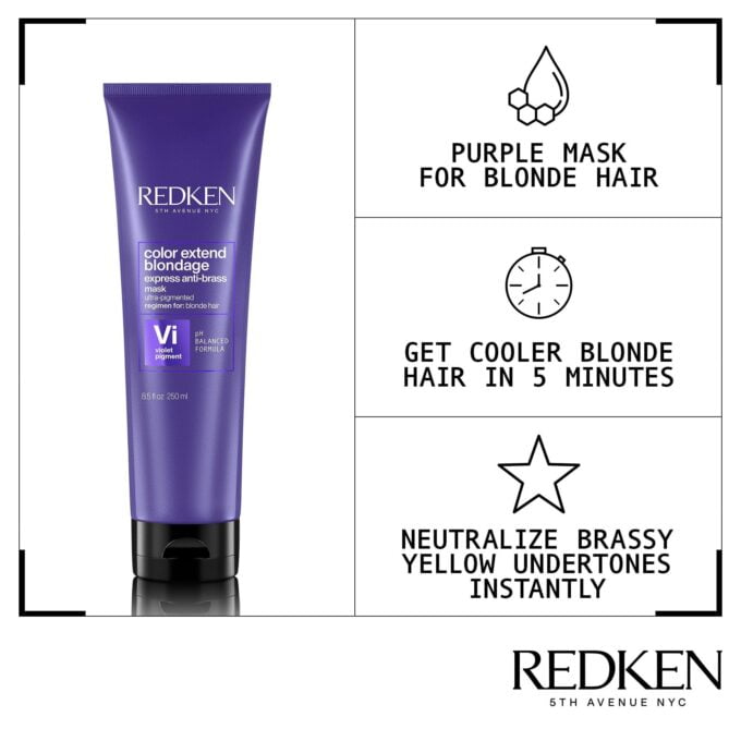 Redken Color Extend Blondage Express Anti-Brass Purple Hair Mask 250ml Halo Hair & Skin - rosehipskincare.com.au