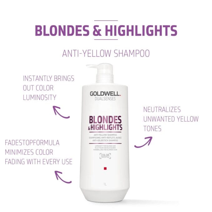 Goldwell Dualsenses Blondes & Highlights Anti-Yellow Shampoo 1000ml Halo Hair & Skin - rosehipskincare.com.au