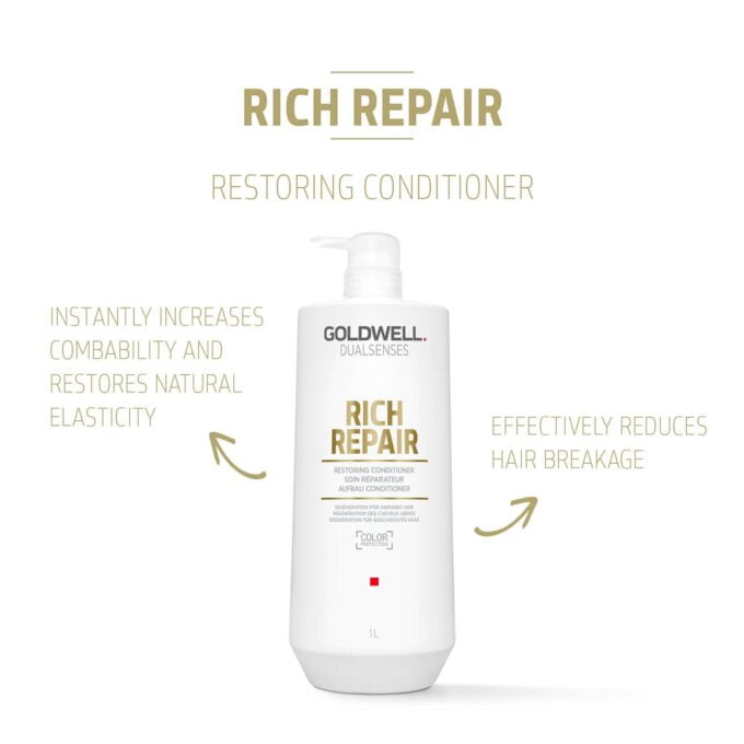 Goldwell Dualsenses Rich Repair Restoring Conditioner 1000ml Halo Hair & Skin - rosehipskincare.com.au